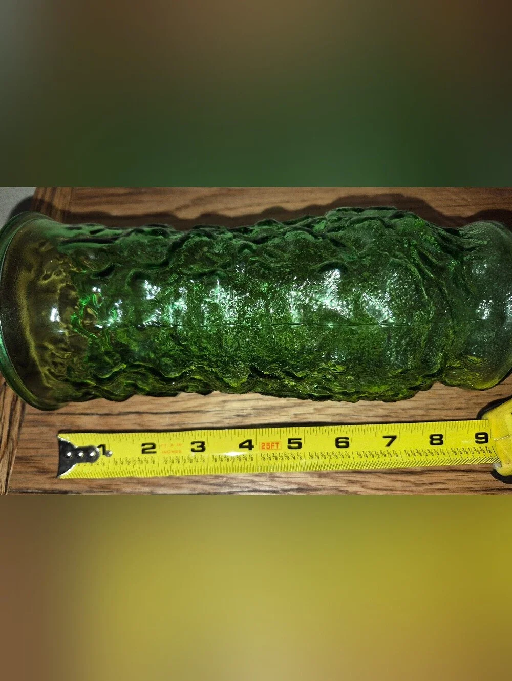 Vintage E.O. Brody Co. Emerald Green Crinkle Glass Vase